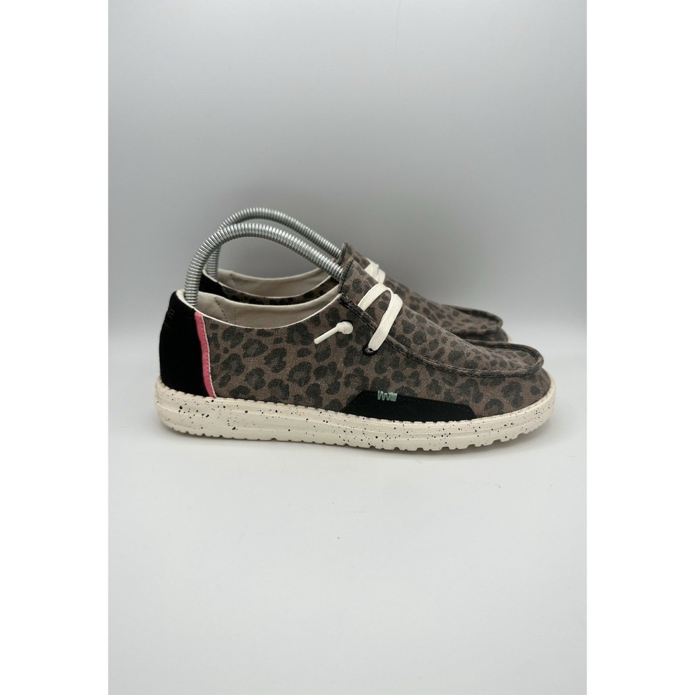 Hey Dude Wendy Jungle Brown Leopard Print Slip On Shoes Sneakers Size 8 Comfy - Picture 5 of 8